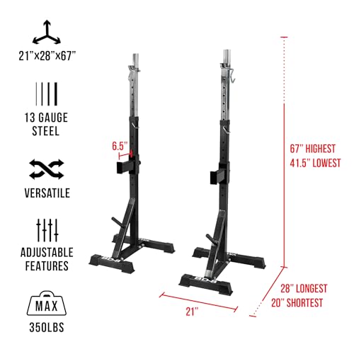 Valor Fitness Adjustable Squat Stand with J-Hooks & Spotters