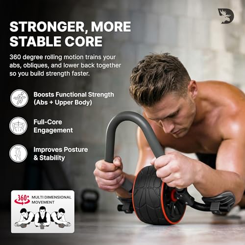 DMoose Ab Roller Wheel with Elbow Support & Knee Pads