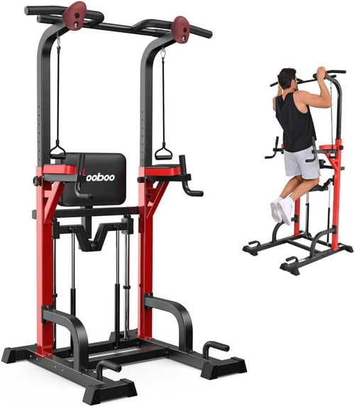 450LB Adjustable Pull-Up Bar Power Tower & Dip Station