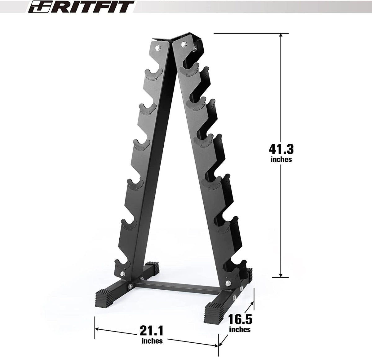 RitFit Rubber Hex Dumbbell Set with Storage Rack