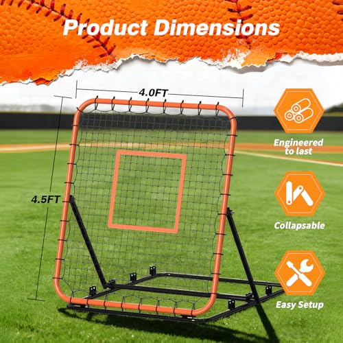 4' x 4.5' Adjustable Baseball & Softball Rebounder Net
