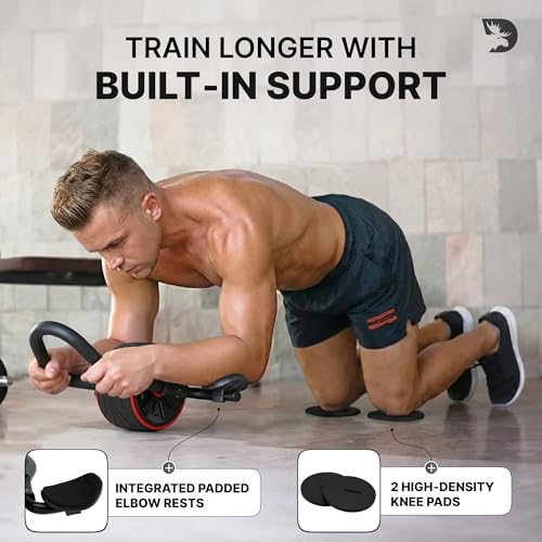 DMoose Ab Roller Wheel with Elbow Support & Knee Pads