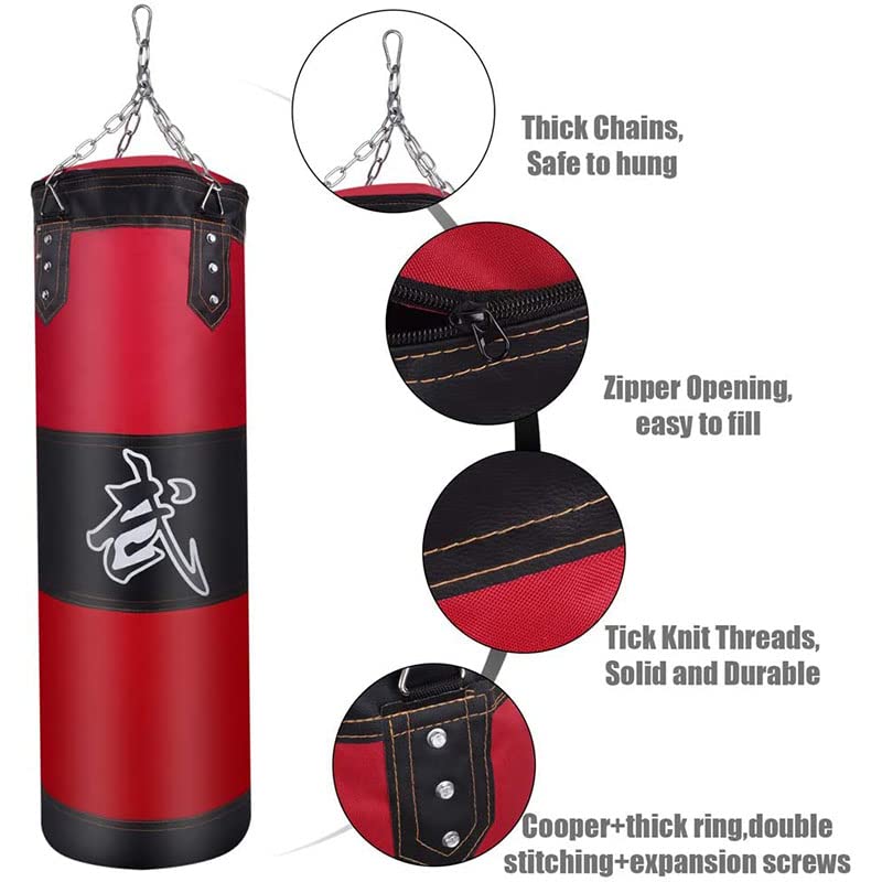 5sssallefaa 100cm Unfilled Heavy Boxing Punching Bag Set