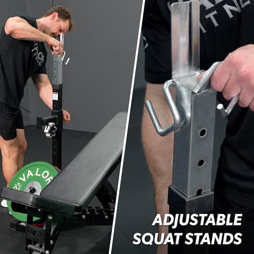 Valor Fitness Adjustable Squat Stand with J-Hooks & Spotters