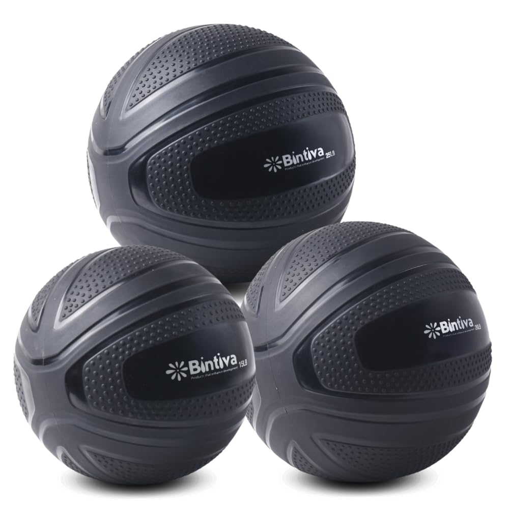 Bintiva Non-Bounce Weighted Slam Ball for Fitness Training