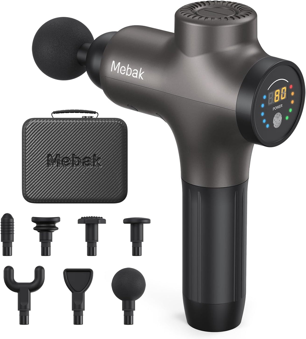 Mebak Deep Tissue Percussion Massage Gun with 7 Heads