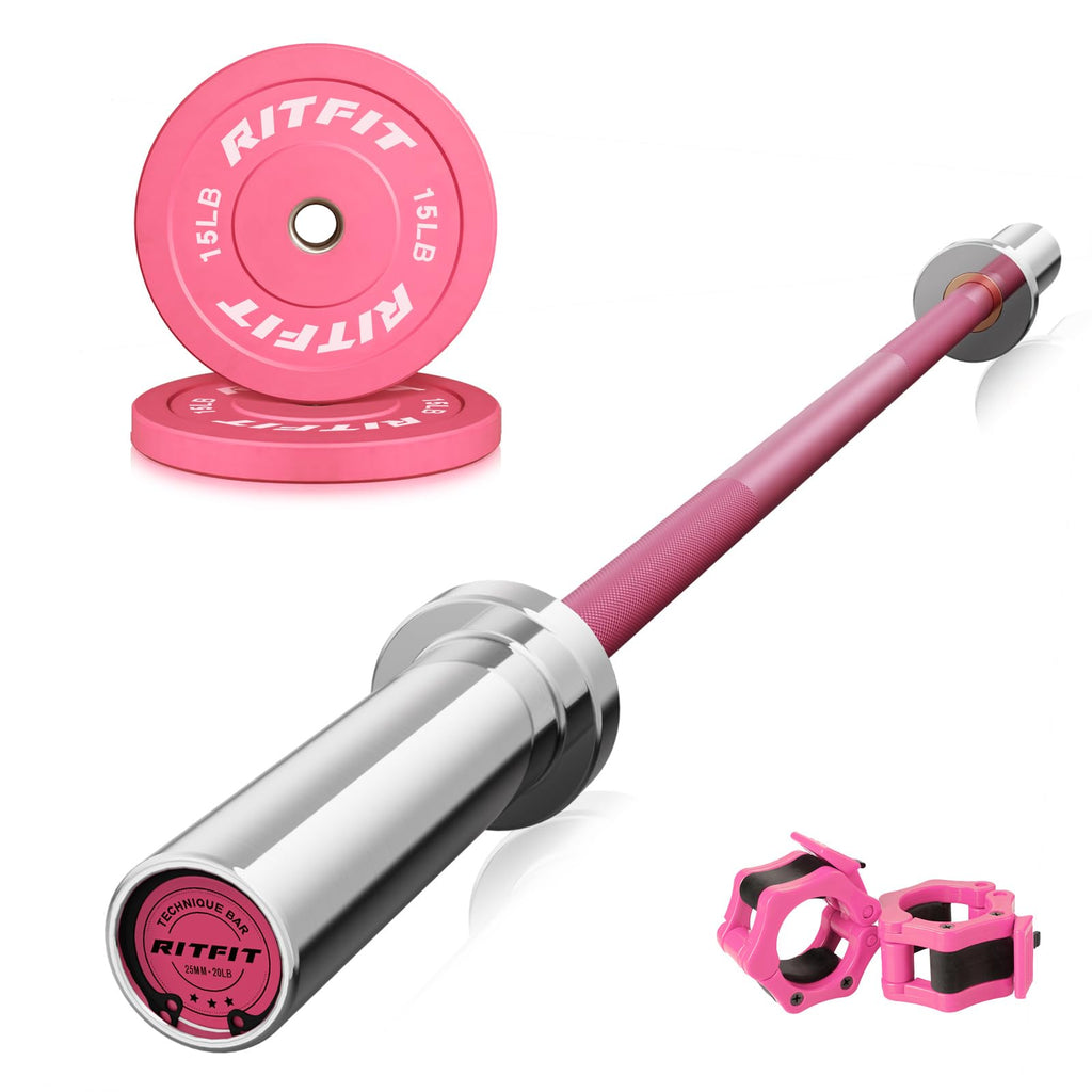 RitFit Olympic Barbell Weight Set with Plates 55–115 lb
