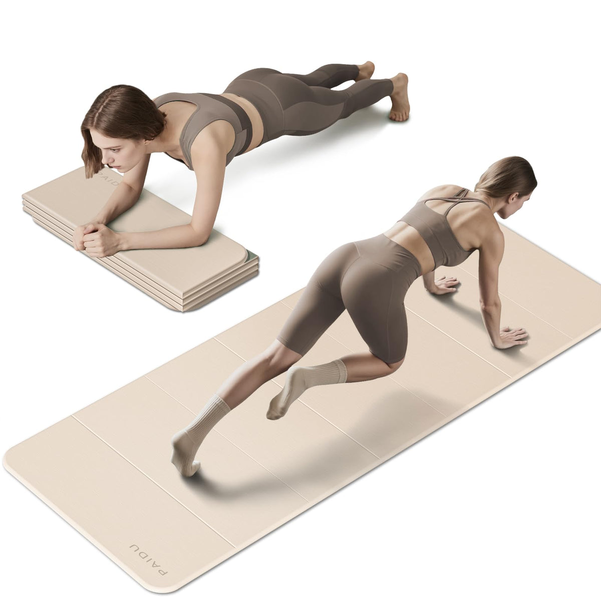 PAIDU 10mm Foldable TPE Yoga Mat – 75 x 26 in
