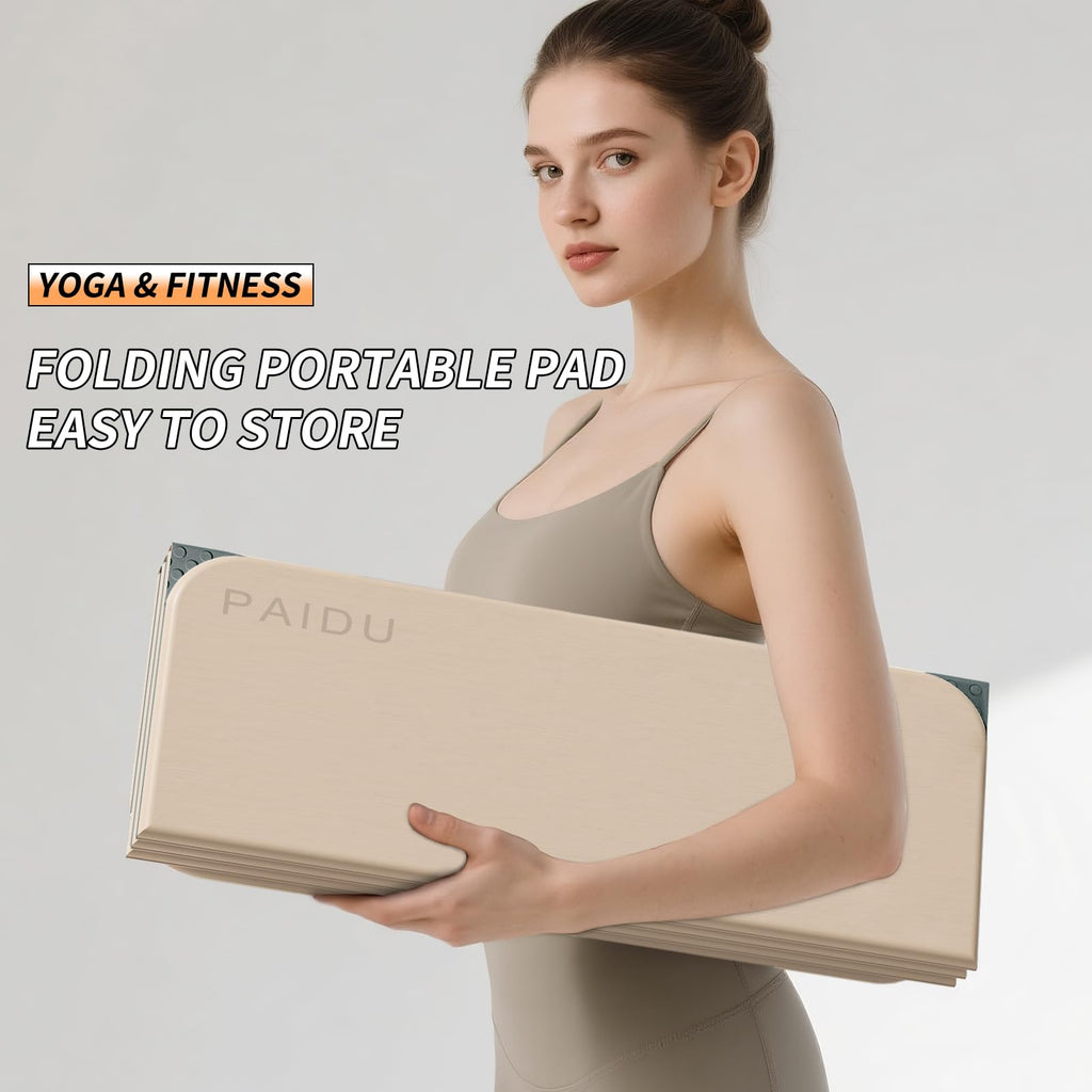 PAIDU 10mm Foldable TPE Yoga Mat – 75 x 26 in