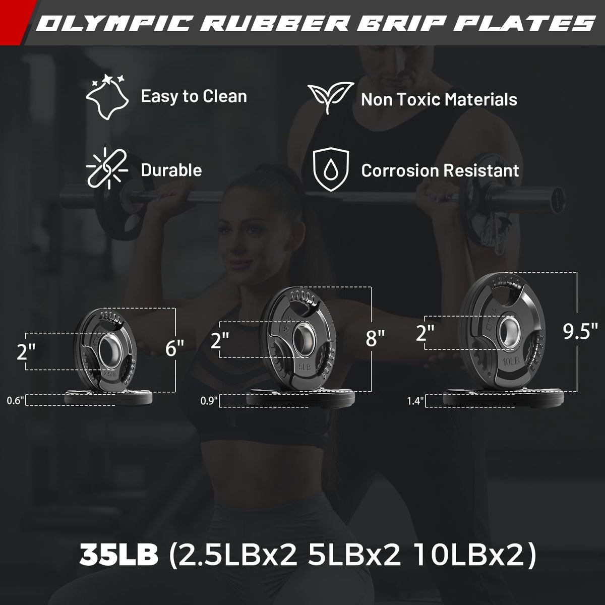 RitFit Olympic Barbell Weight Set with Plates 55–115 lb