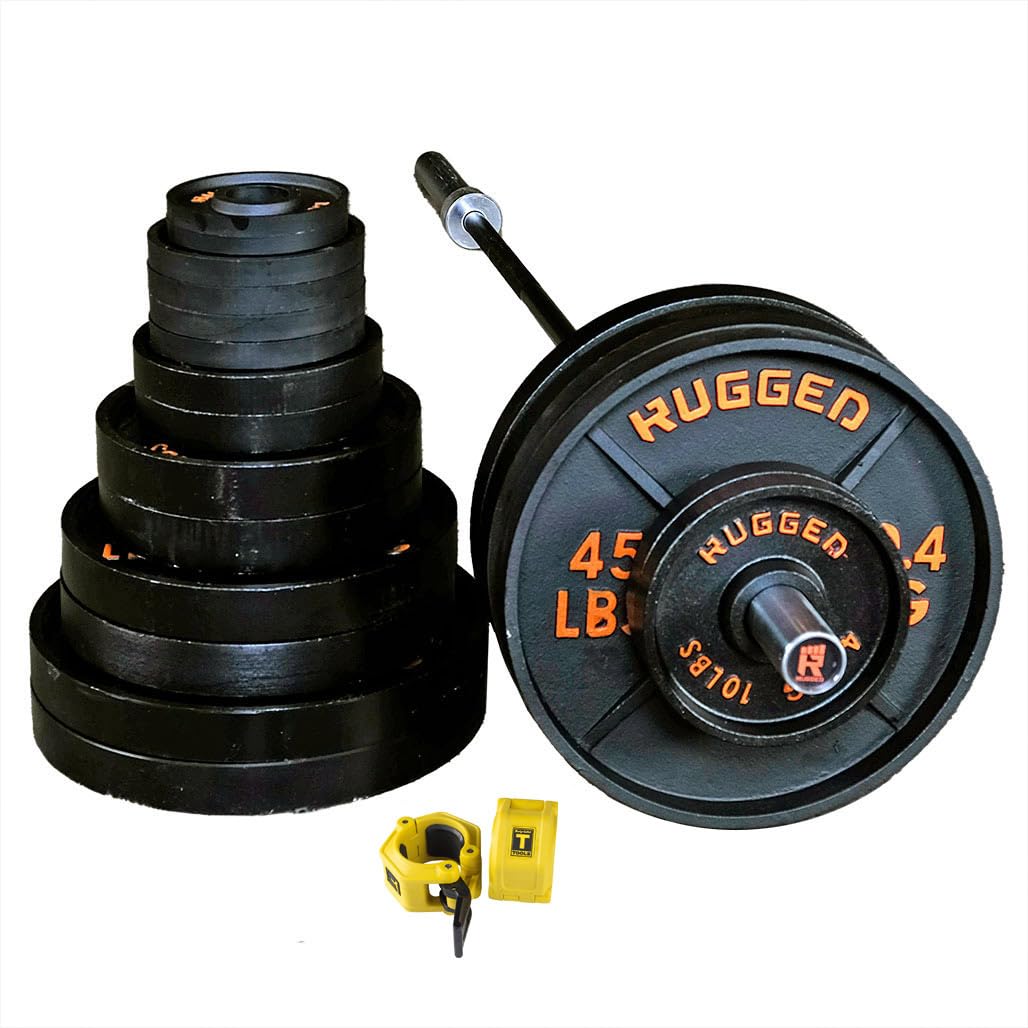 Rugged Strength & Fitness 500 lb Cast Iron Olympic Plate Set