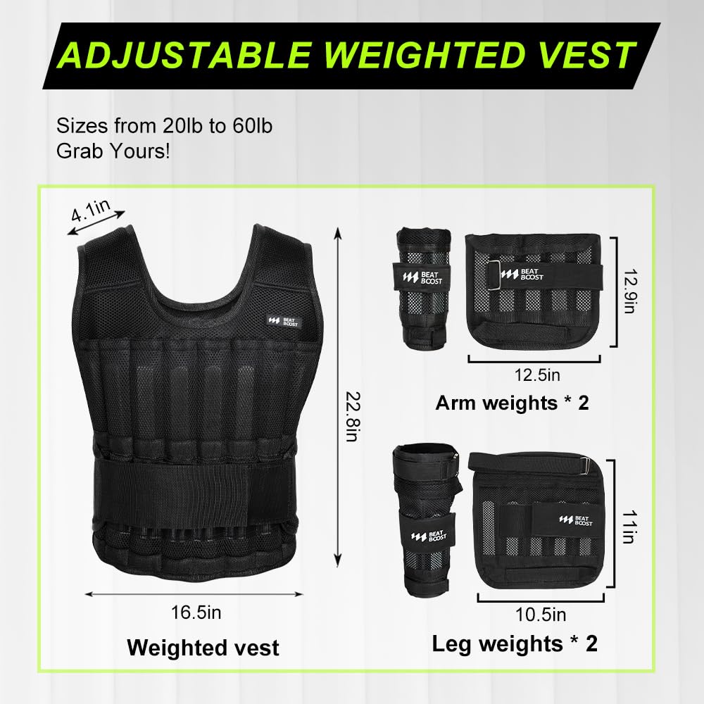 BeatBoost Adjustable Weighted Vest with Steel Weight Plates