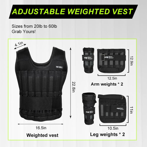 BeatBoost Adjustable Weighted Vest with Steel Weight Plates