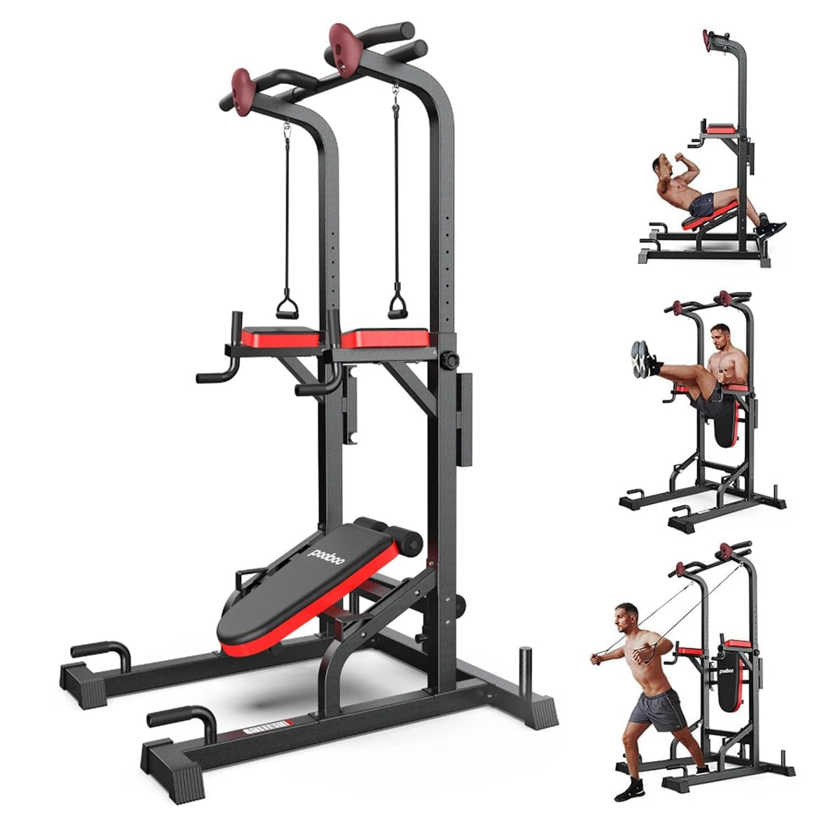 450LB Adjustable Pull-Up Bar Power Tower & Dip Station