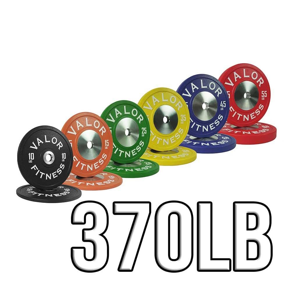 Valor Fitness 370 lb Competition Urethane Bumper Plate Set