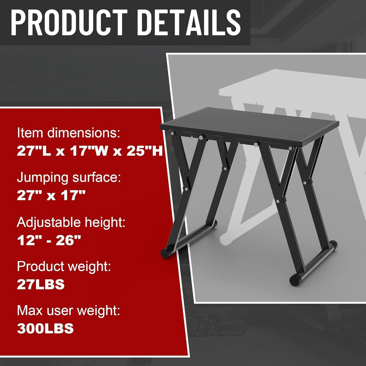 GanFindX Adjustable Steel Plyometric Jump Box 12–26 in