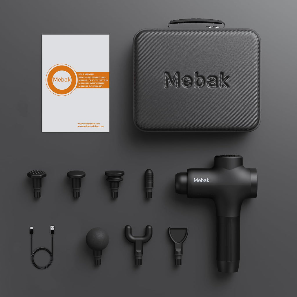 Mebak Deep Tissue Percussion Massage Gun with 7 Heads