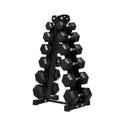 RitFit Rubber Hex Dumbbell Set with Storage Rack