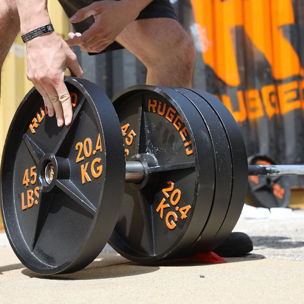 Rugged Strength & Fitness 500 lb Cast Iron Olympic Plate Set
