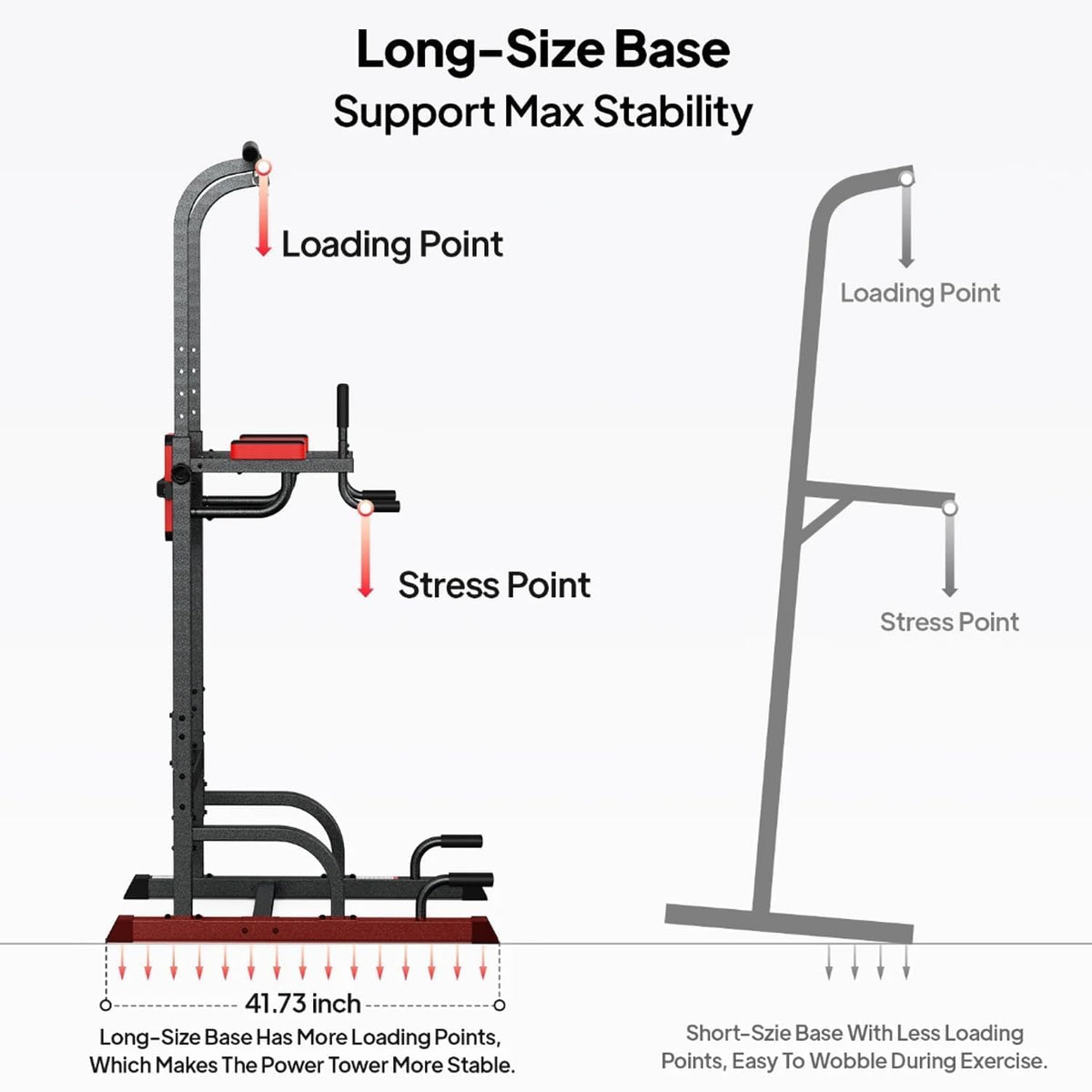 450LB Adjustable Pull-Up Bar Power Tower & Dip Station