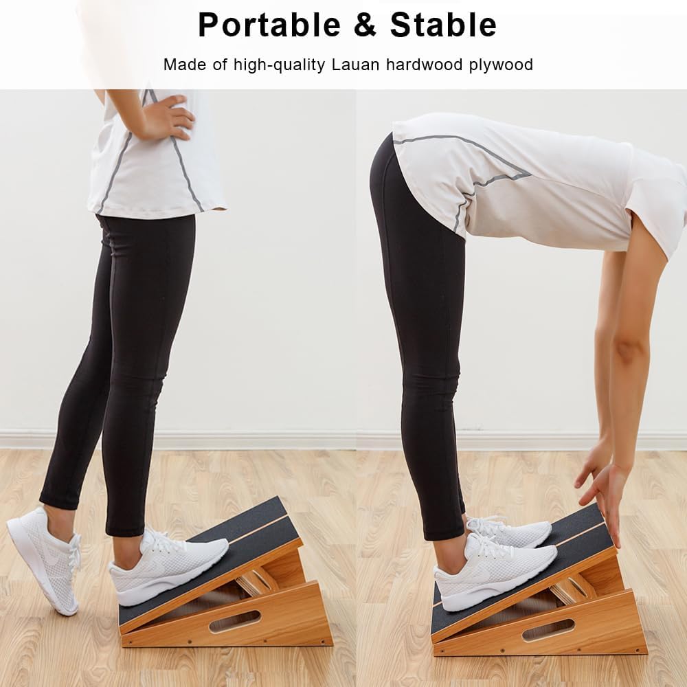 StrongTek Adjustable Wooden Slant Board & Calf Stretcher