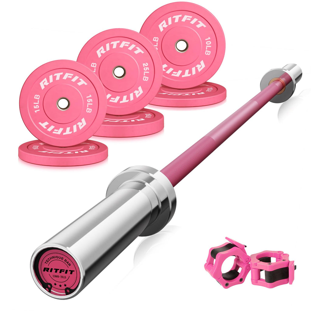 RitFit Olympic Barbell Weight Set with Plates 55–115 lb