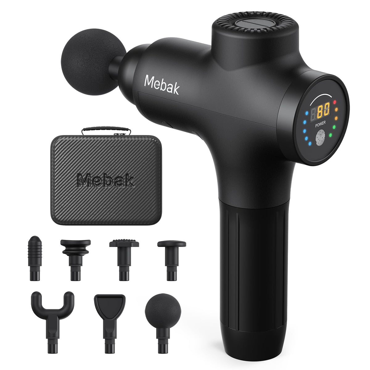 Mebak Deep Tissue Percussion Massage Gun with 7 Heads