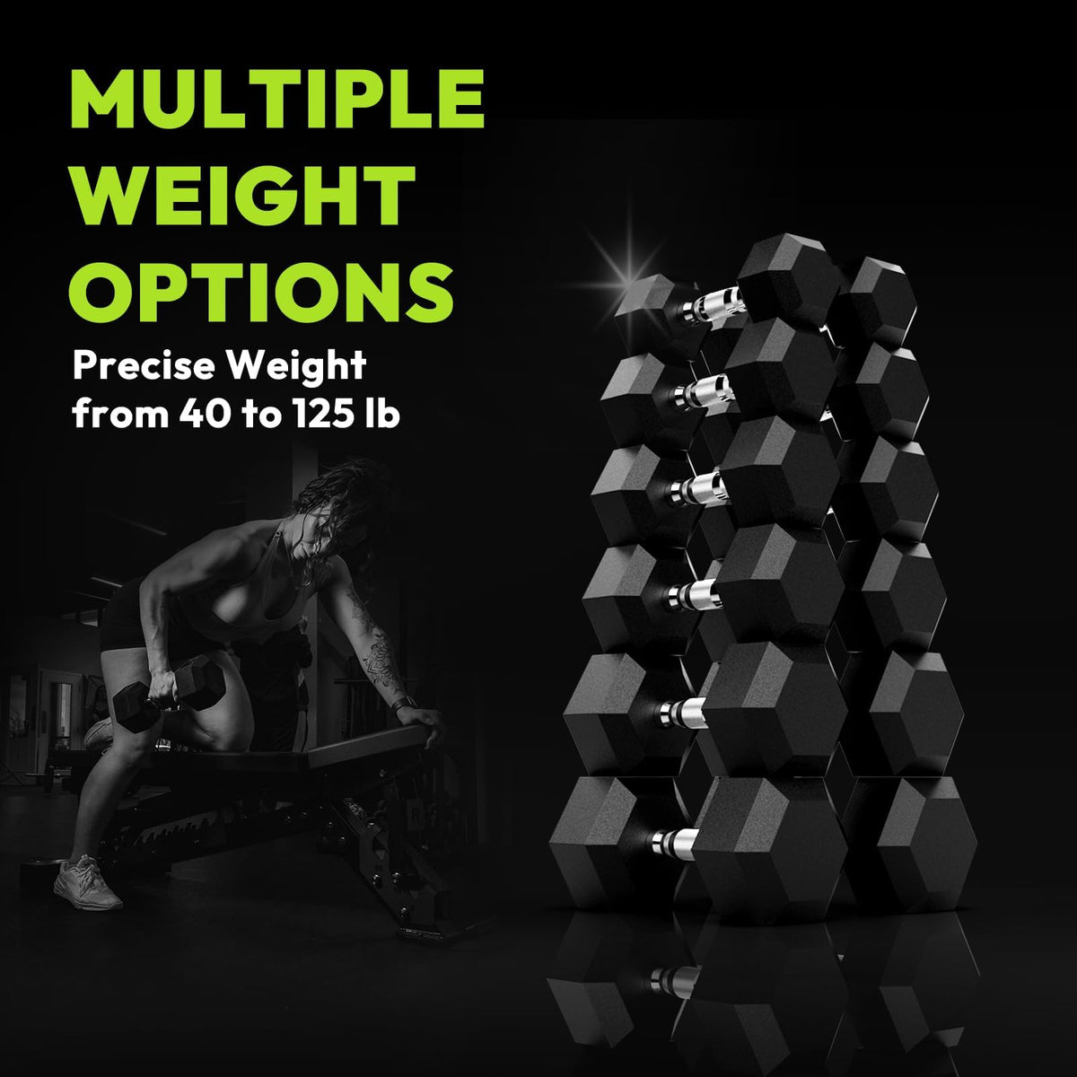HANDBODE Hex Dumbbell Set 30–570 lb for Strength Training