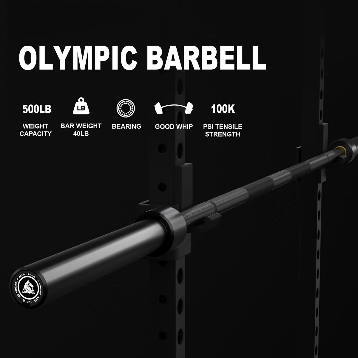 LIONSCOOL 7FT Olympic Barbell for Strength Training