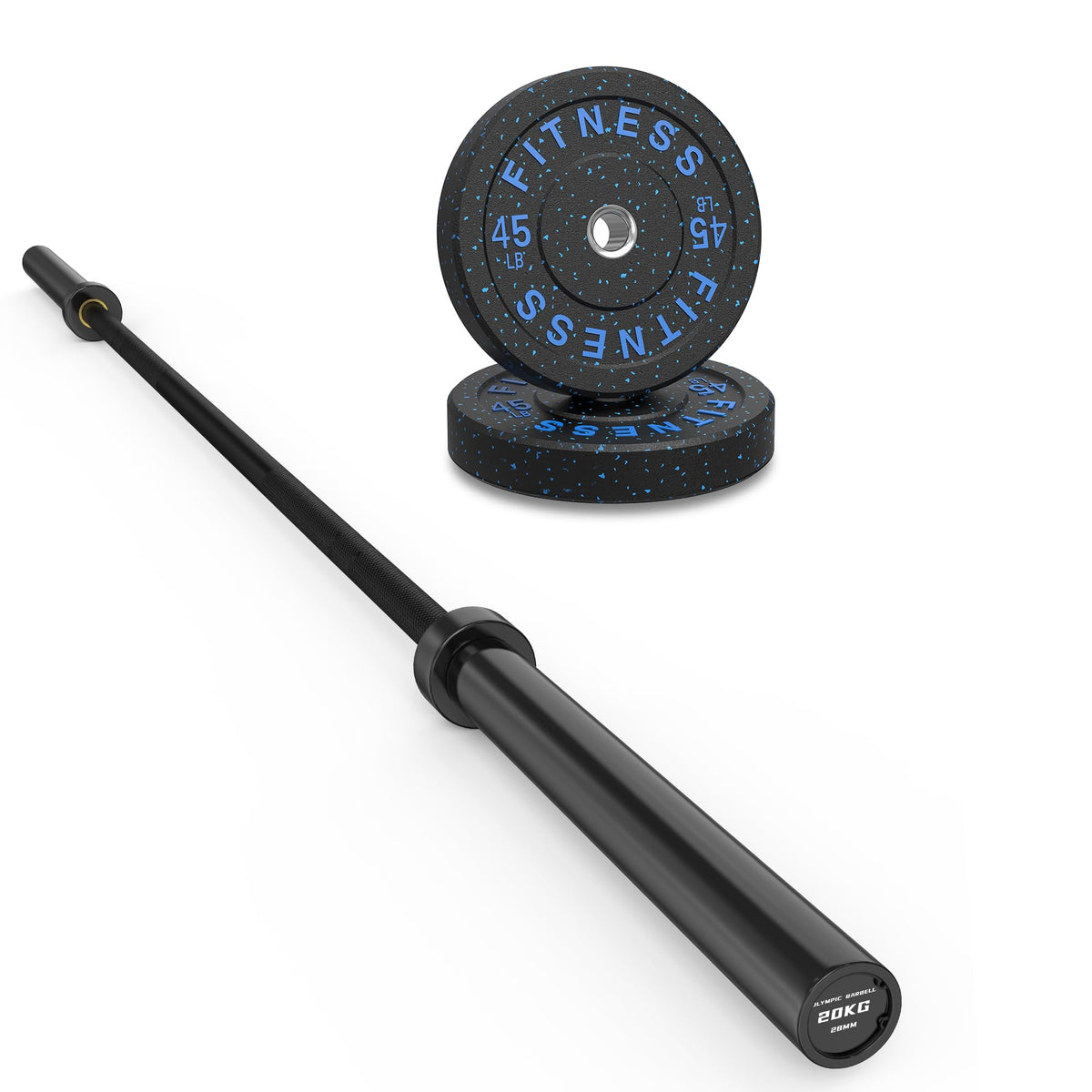 HANDBODE Olympic Barbell Set with Bumper Plates & Plate Rack