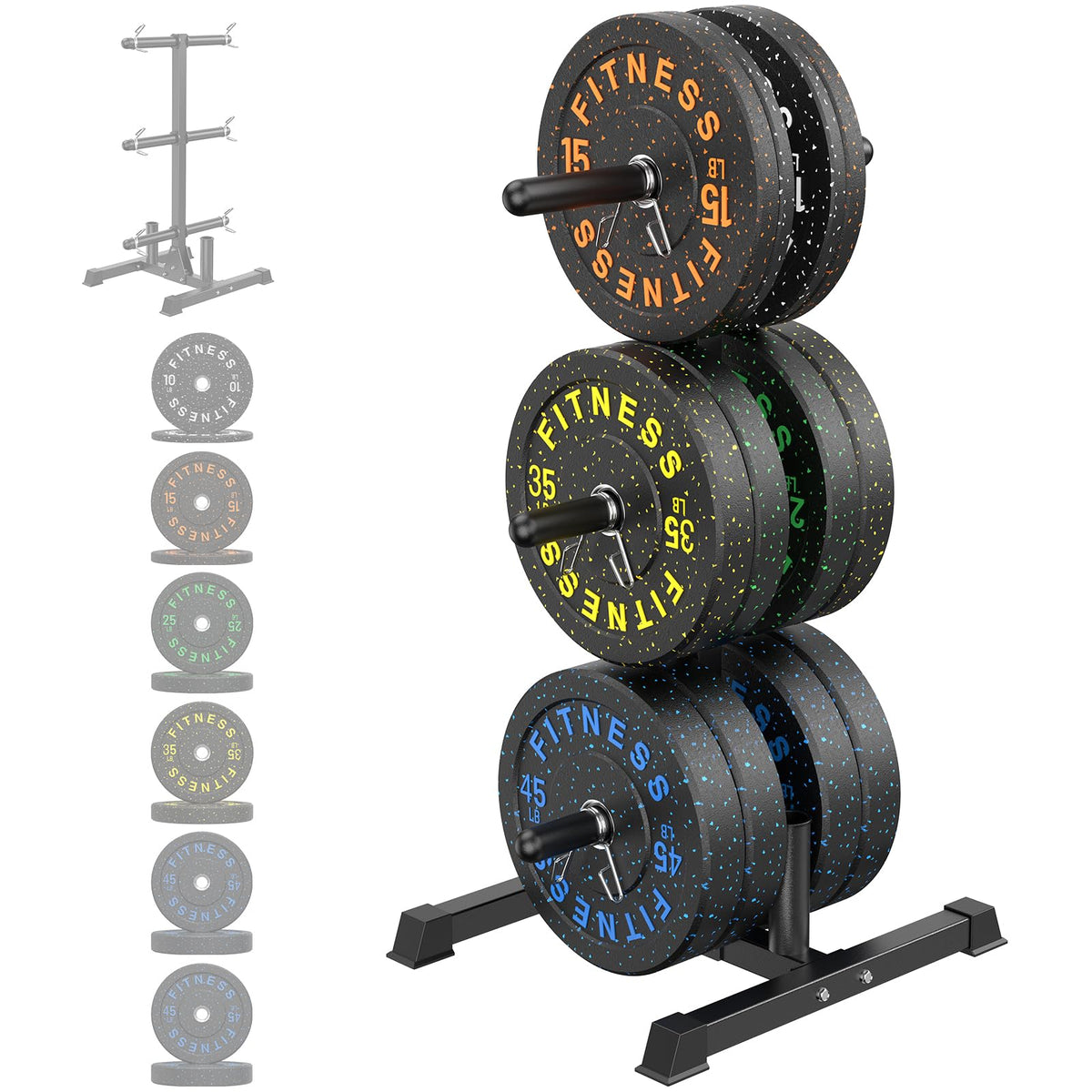 HANDBODE Olympic Barbell Set with Bumper Plates & Plate Rack