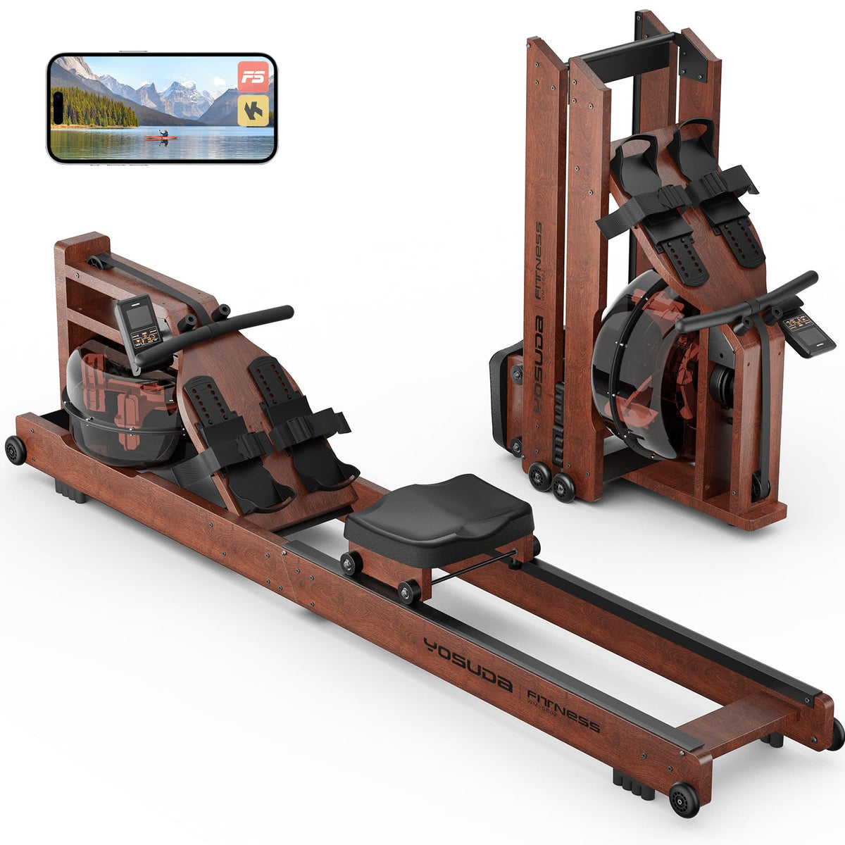 YOSUDA Foldable Water Rowing Machine with 5.8-Gal Tank