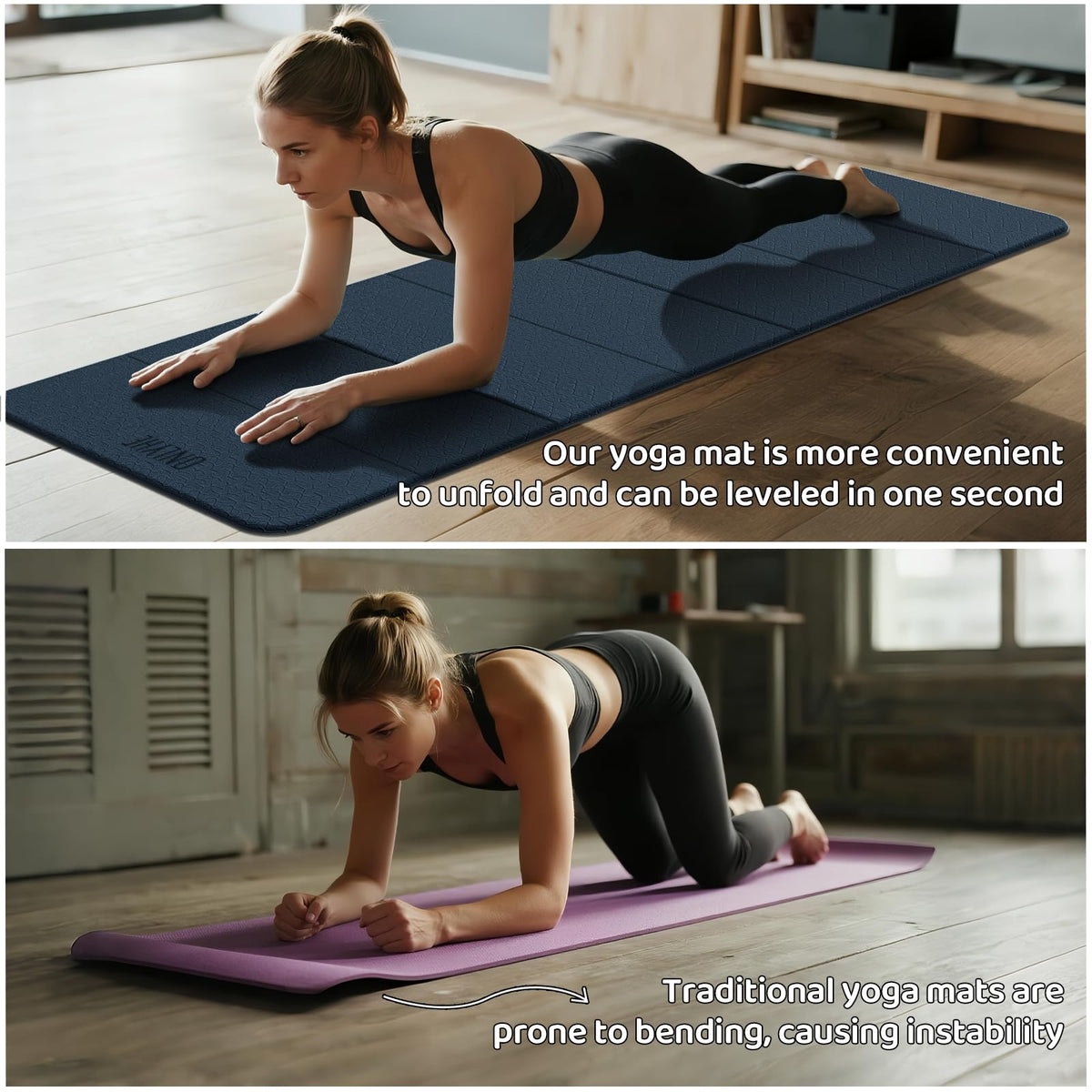12mm Foldable Yoga & Pilates Exercise Mat – 71 x 24 in