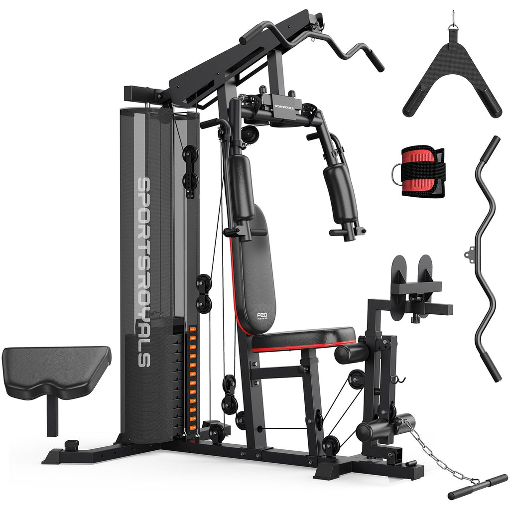 SPORTSROYALS Multifunctional Home Gym with Leg Press