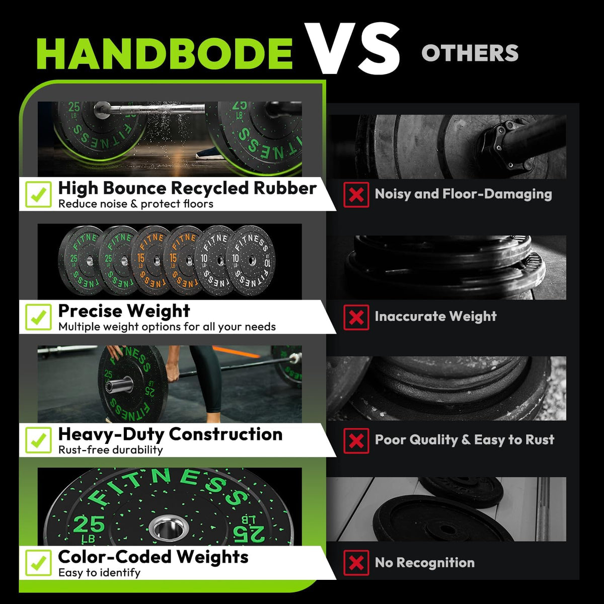 HANDBODE Olympic Barbell Set with Bumper Plates & Plate Rack