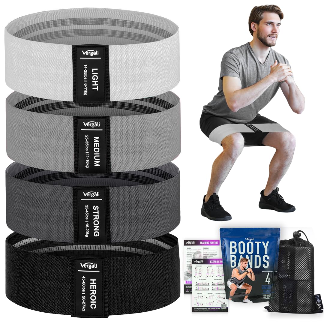 4-Piece Fabric Resistance Bands for Legs, Hips & Glutes