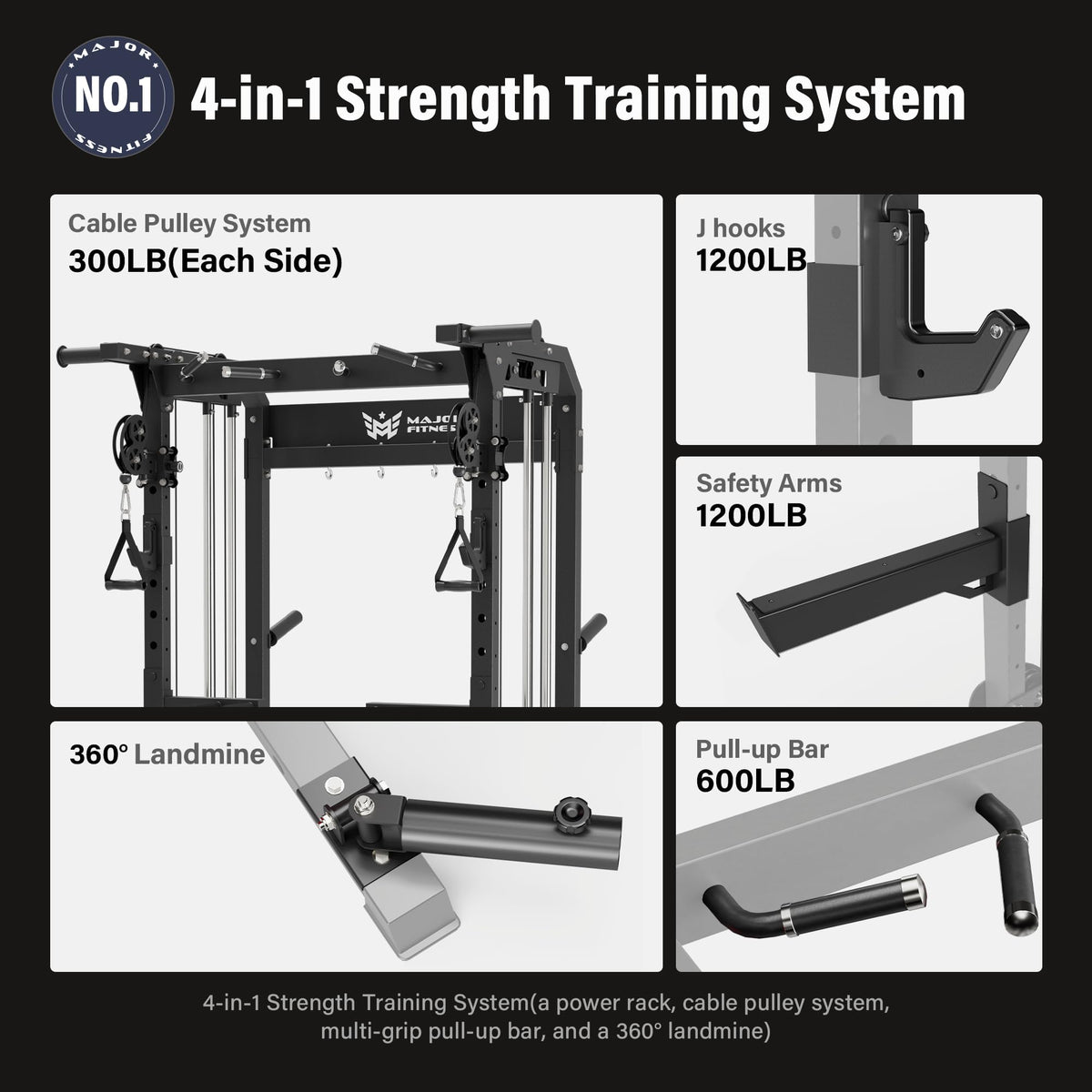 MAJOR FITNESS F22 Power Rack with Dual Pulley System
