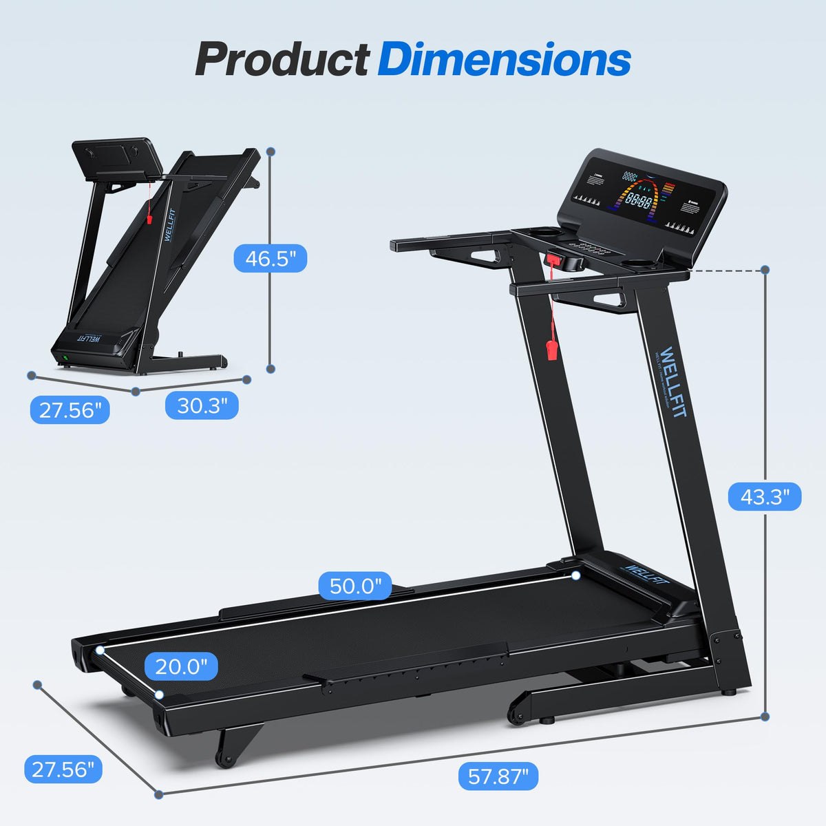 WELLFIT Foldable Heavy-Duty Treadmill with 15% Auto Incline