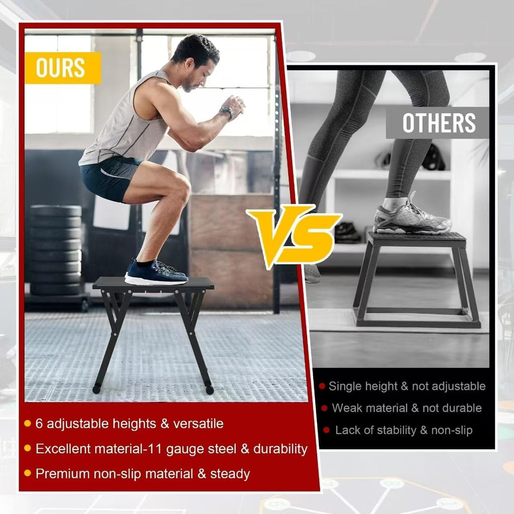 GanFindX Adjustable Steel Plyometric Jump Box 12–26 in