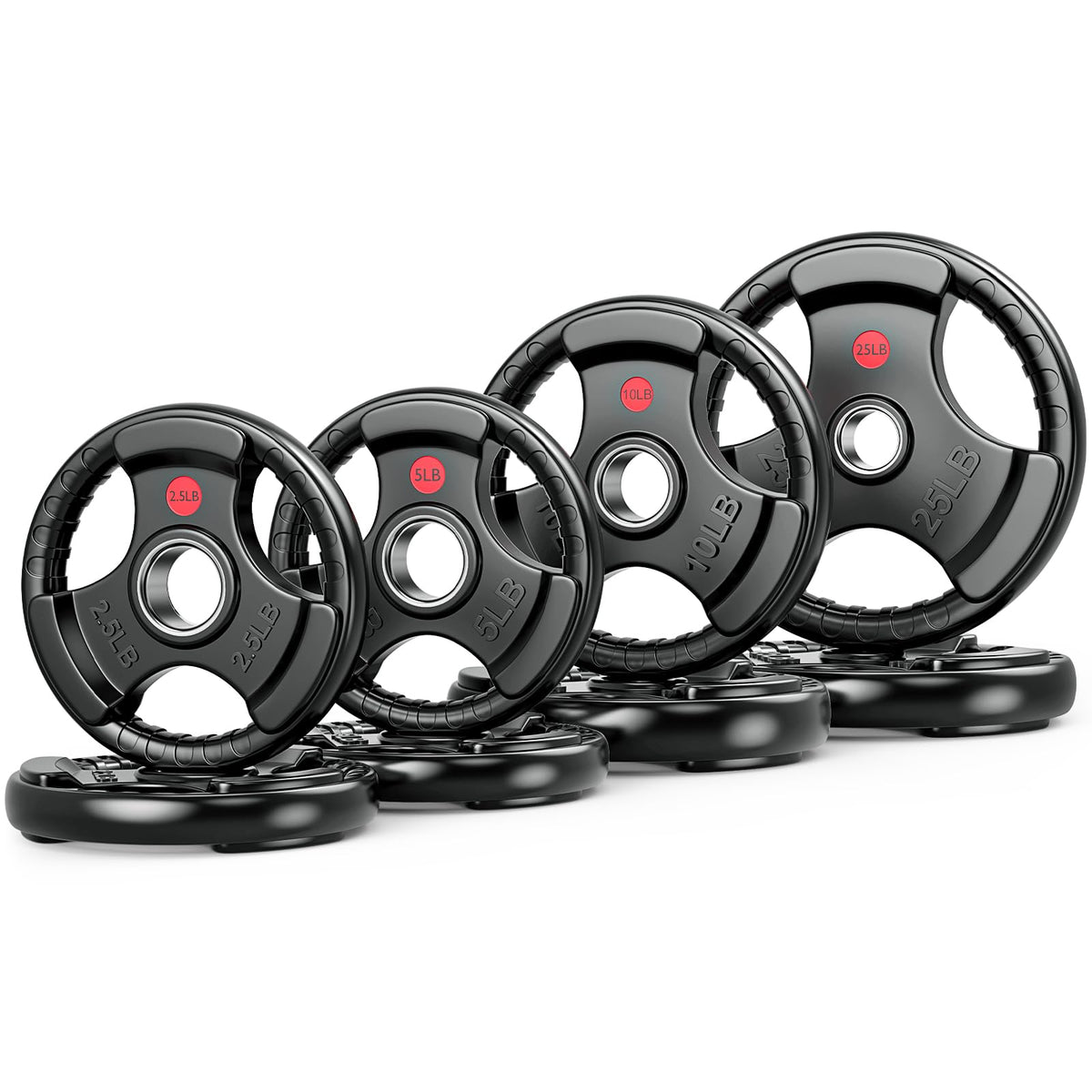 Rendpas 2-Inch Olympic Rubber Grip Weight Plates
