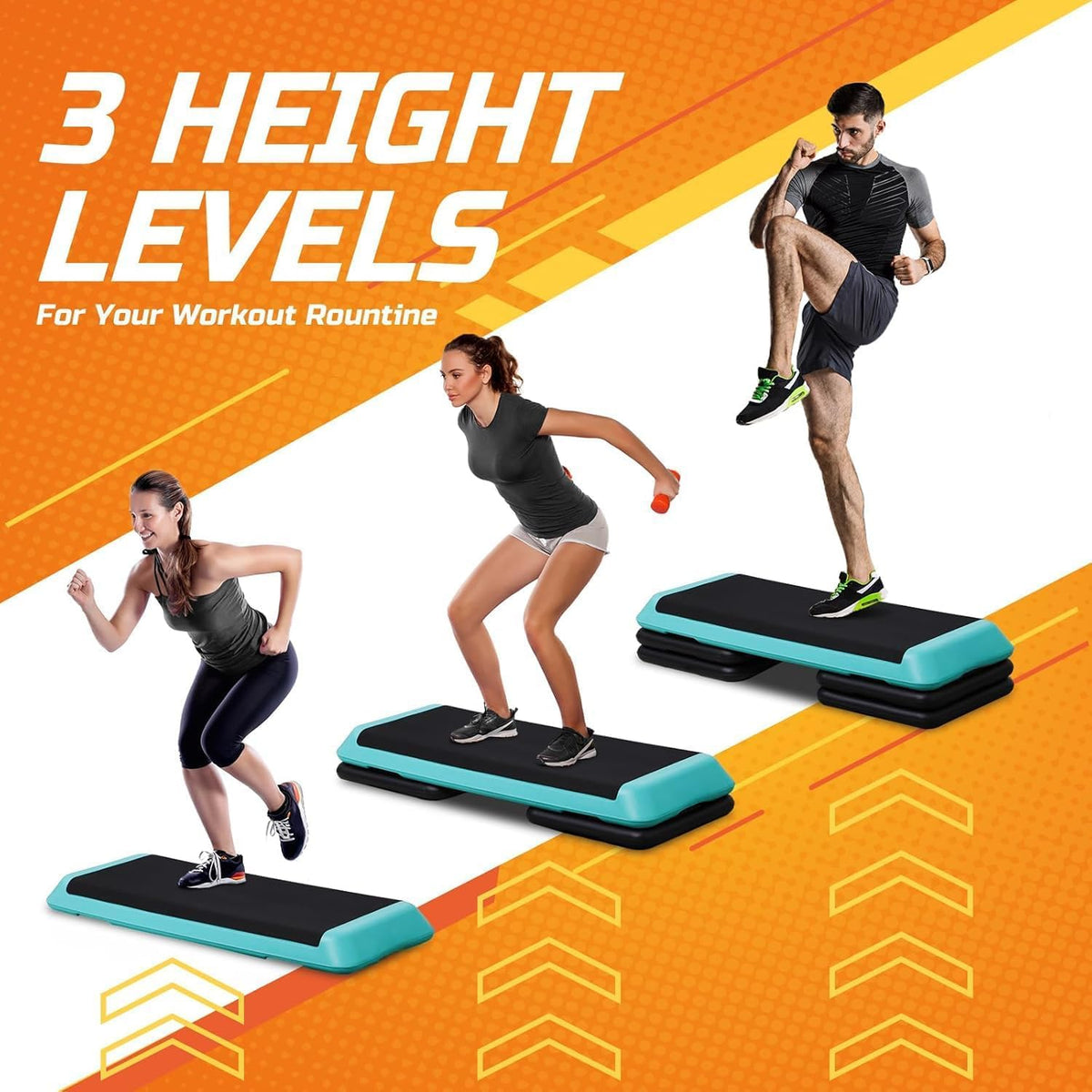 ZENY 43-Inch Adjustable Aerobic Step Platform with Risers