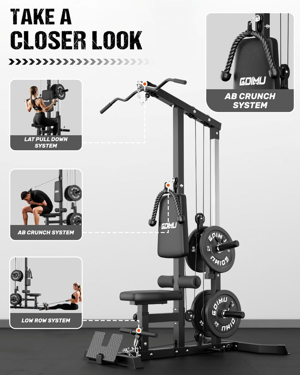 GOIMU LS01 3-in-1 LAT Pulldown & Cable Row Machine