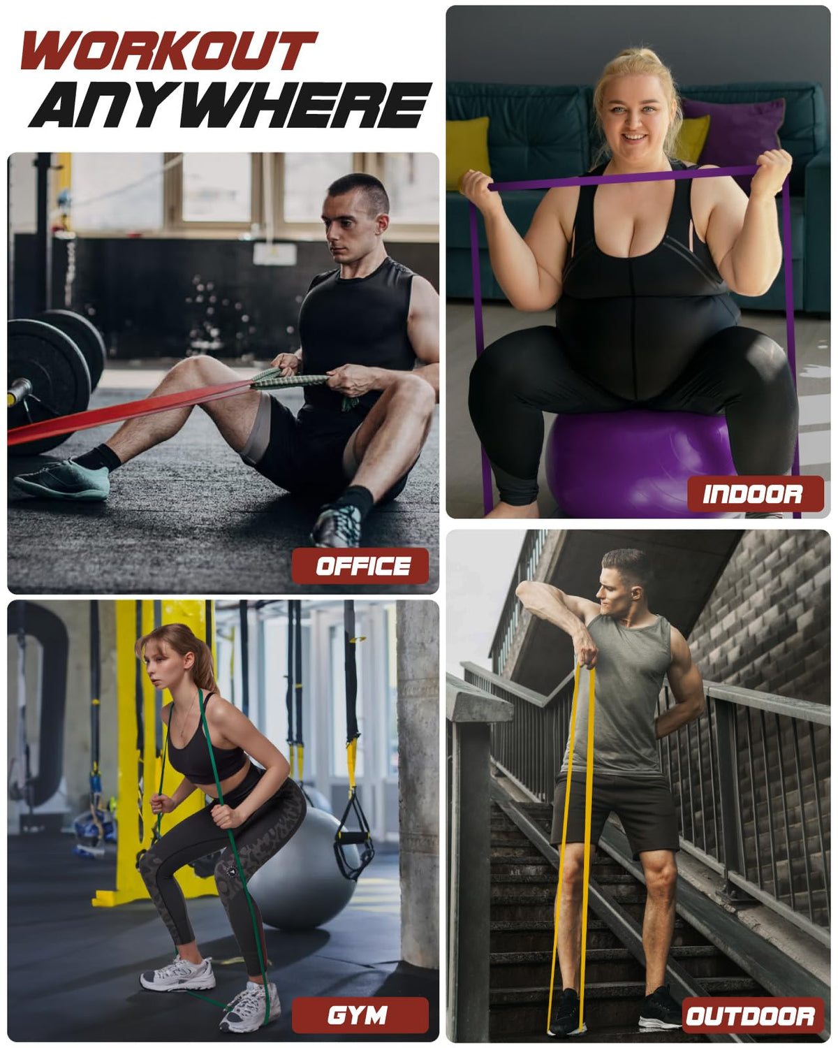 Fitense Pull-Up Resistance Band Set with Door Anchor