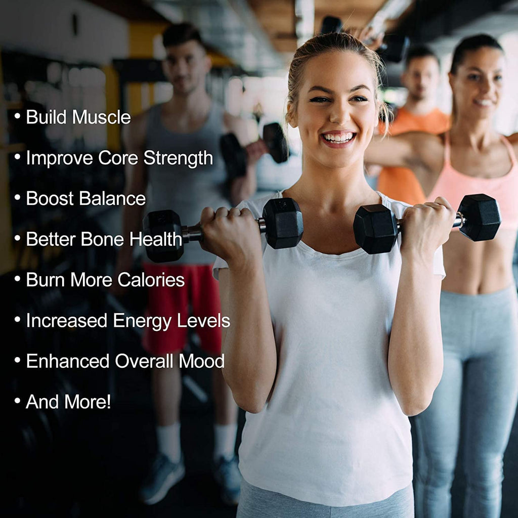 RitFit Rubber Hex Dumbbell Set with Storage Rack