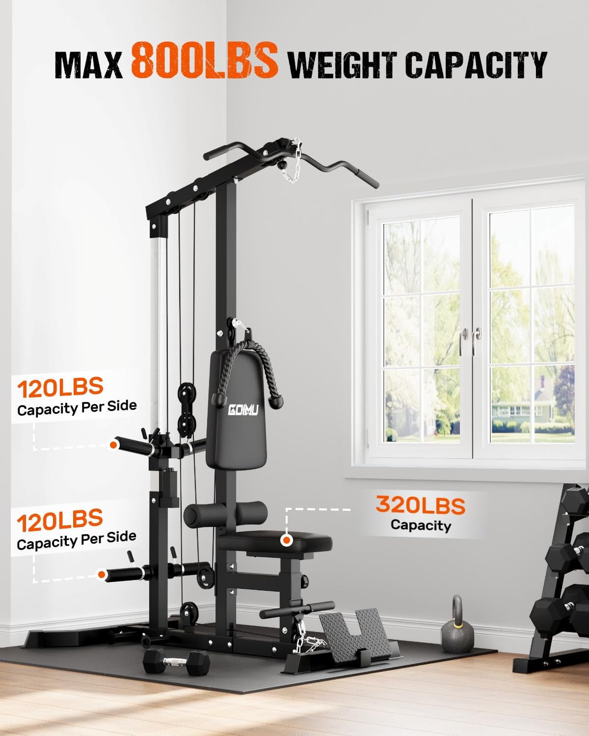 GOIMU LS01 3-in-1 LAT Pulldown & Cable Row Machine
