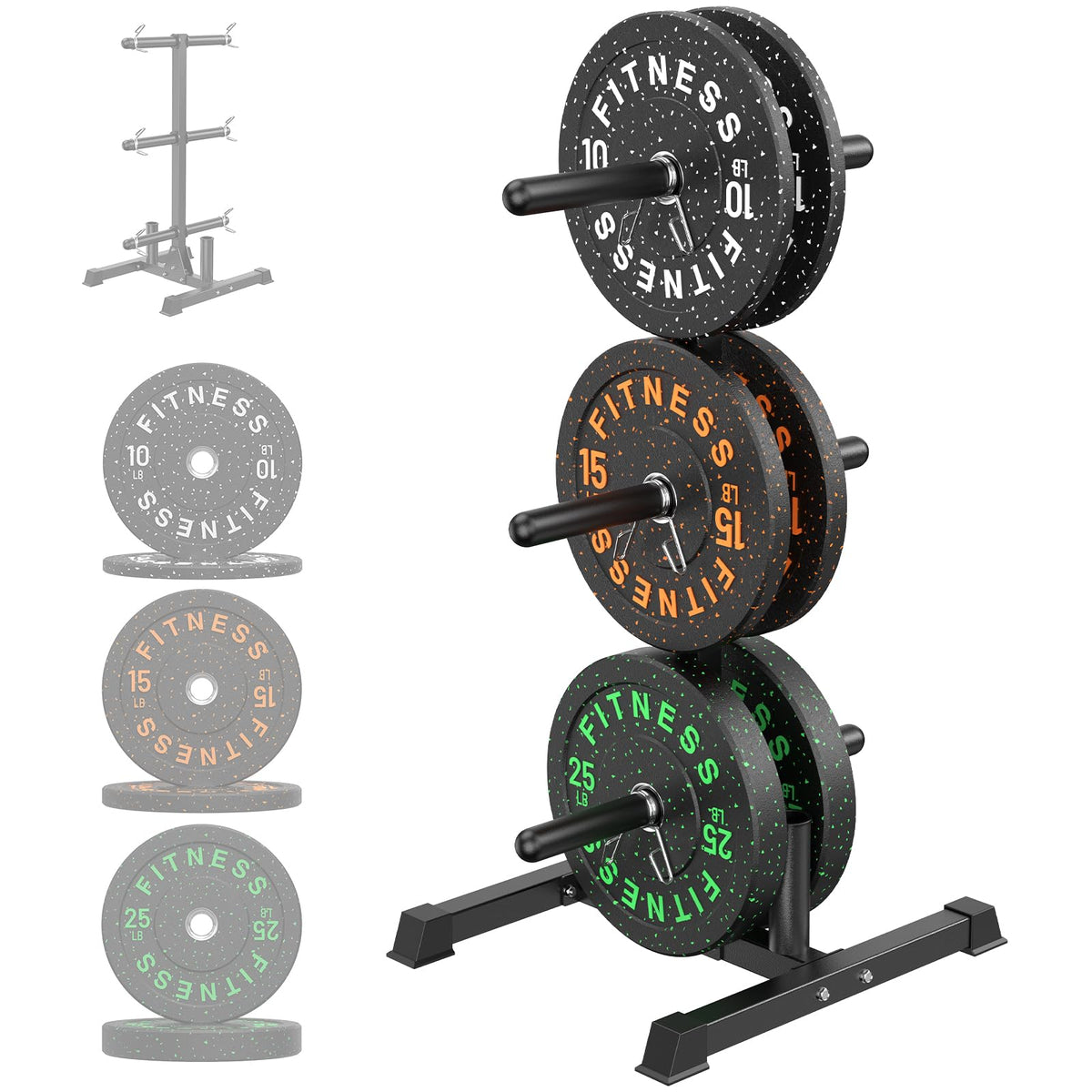 HANDBODE Olympic Barbell Set with Bumper Plates & Plate Rack