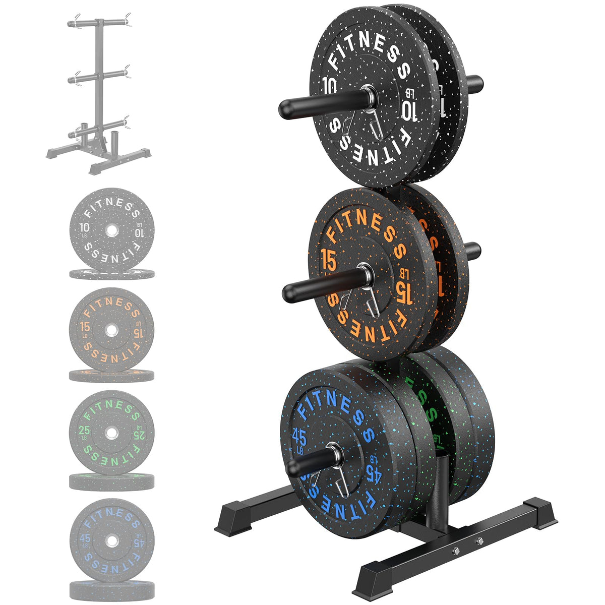 HANDBODE Olympic Barbell Set with Bumper Plates & Plate Rack