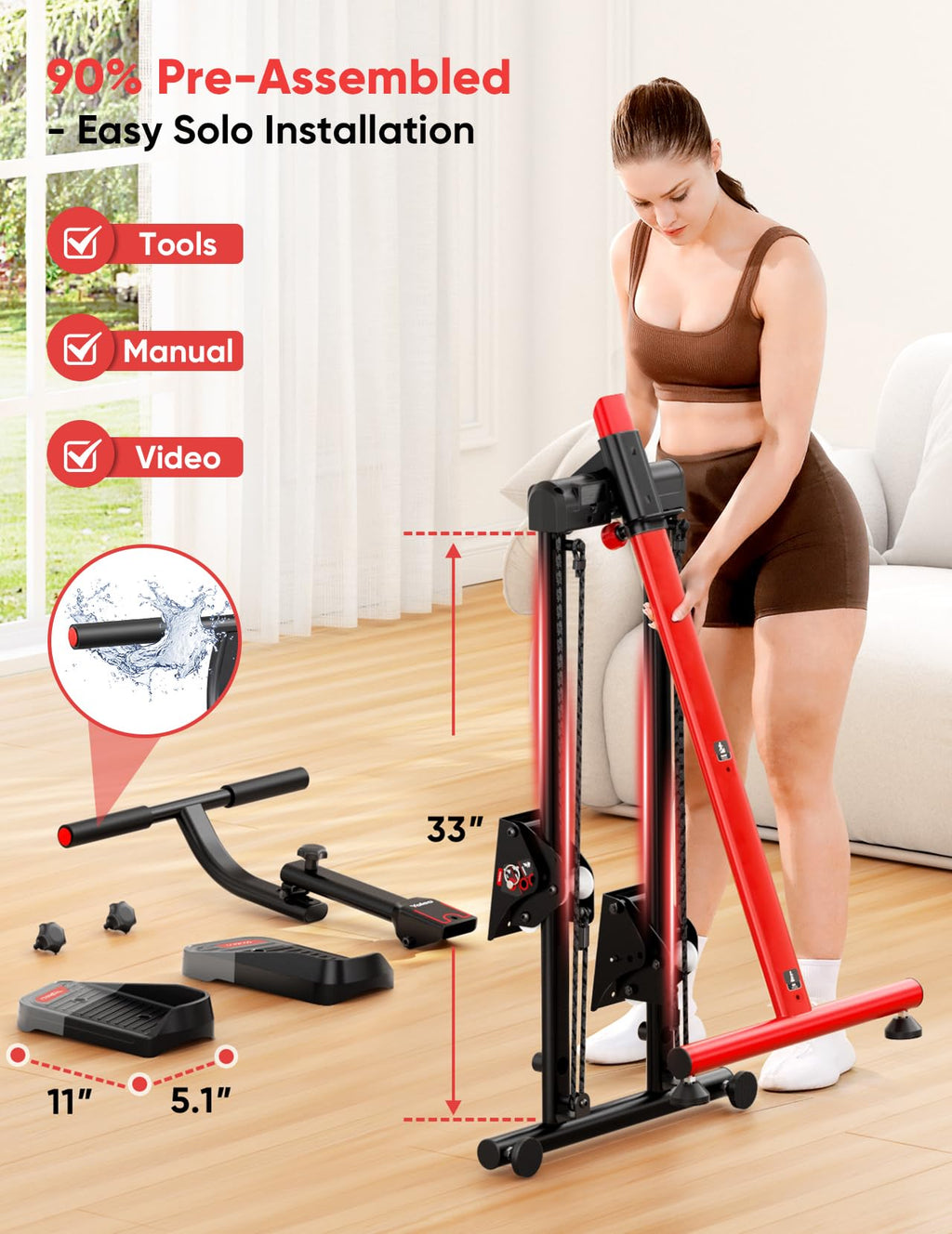 YOLEO 3-Mode Adjustable Resistance Folding Stair Stepper
