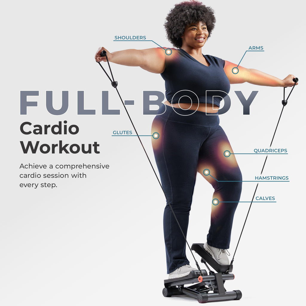 Sunny Health & Fitness Mini Stair Stepper with Resistance Bands