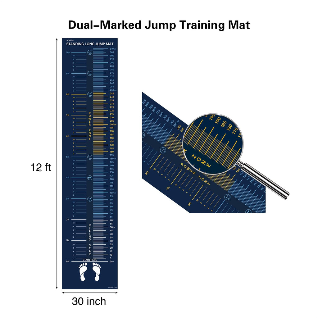 Newzela Broad Jump Training Mat with Feet & CM Markings